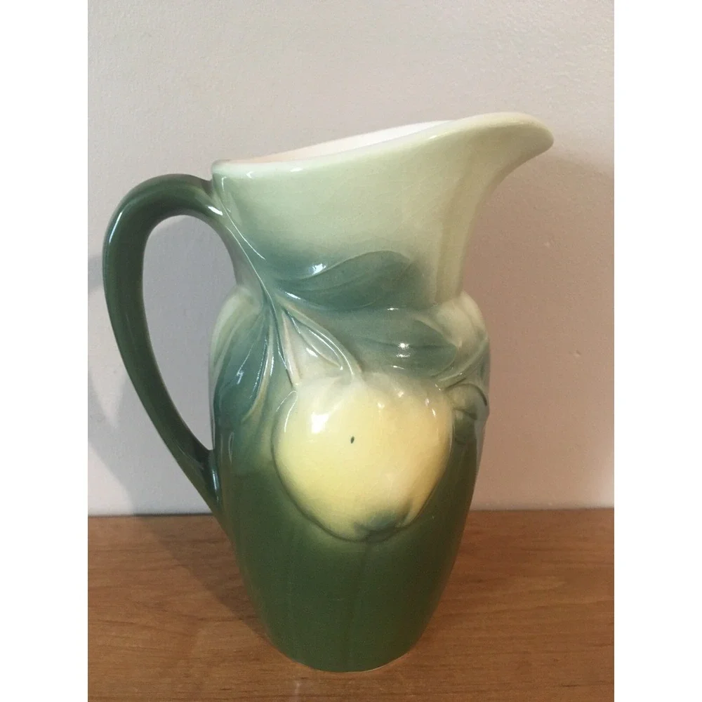 Vintage Royal Copley Green/Yellow CERAMIC PITCHER WITH PEARS